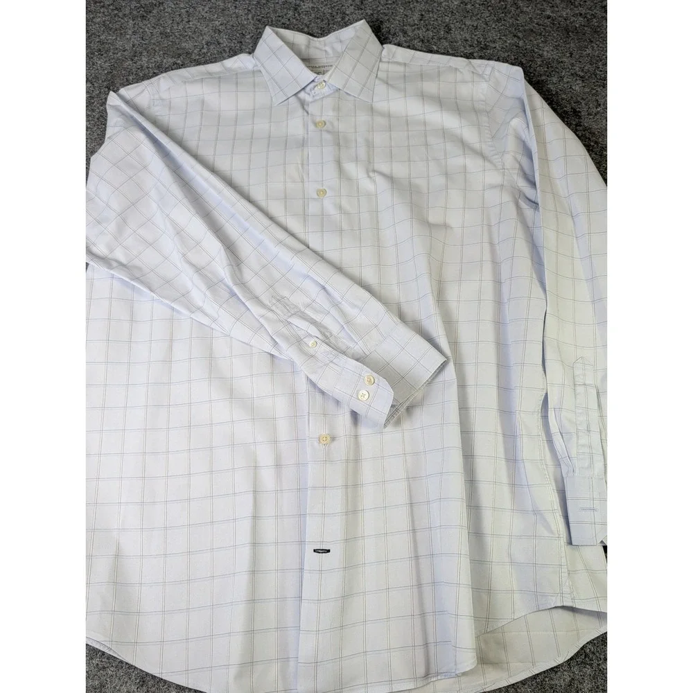 Banana Republic Classic Fit Mens XL Light Blue Windowpane Check Cotton Shirt EUC